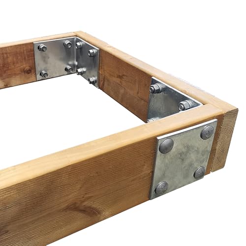 Multinautic Brackets and Plates Kit Structural Inside Corners (x4) with Back Plates (x4) for Wood Dock Frame Assembly, 1/4" Thick Hot-Dip Galvanized Dock Frame Reinforcement Brackets and Plates Kit