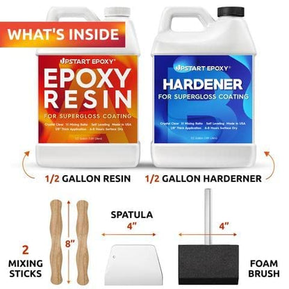 Upstart Epoxy Table Top Epoxy Resin Kit 1 Gallon, Crystal Clear Resin - size: 1 Gallon