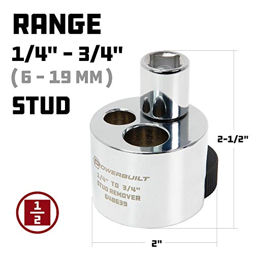 Powerbuilt Stud Extractor Tool, Remove 1/4" to 3/4" Nuts, Broken, or Seized Studs, Grip Damaged Bolts- 648639, Silver