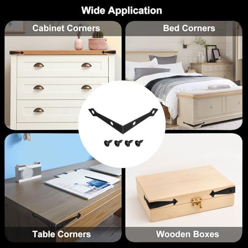uxcell 4Pcs Decorative Corner Brackets, 2.9" x 2.9" x 0.6" l Bracket Metal - size: 2.9" x 2.9" x 0.6"