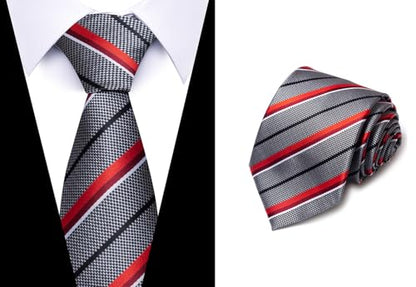 joy alice Tie For Men 6 PCS Necktie Woven Jacquard Neck Ties Set Neck Ties - color: Bluered Yellow Green Red Grey