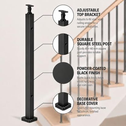 42-Inch Glass Railing Middle Post, 40mm, Black (LIUCHONGYANG99) - size: 40MM*40MM, style: BLACK-Middle Post