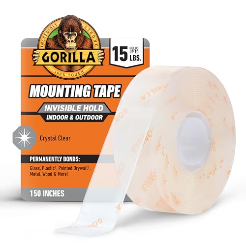 GORILLA Invisible Hold Mounting Tape, Clear, 1" x 150", 1-Pack - size: 150" inches