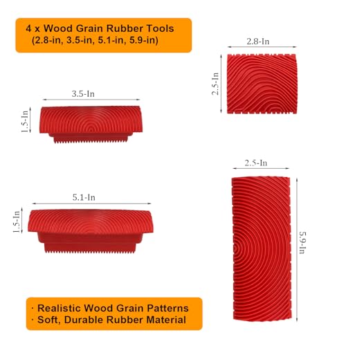 King Origin 4 PCS Wood Grain Tool Set for Wood Texture