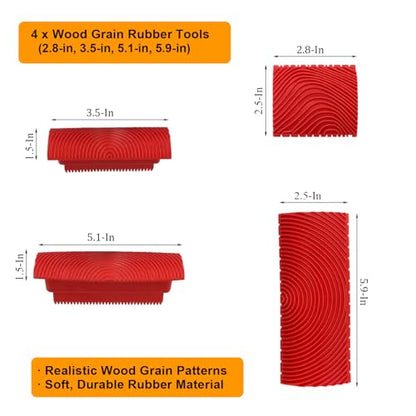 King Origin 4 PCS Wood Grain Tool Set for Wood Texture