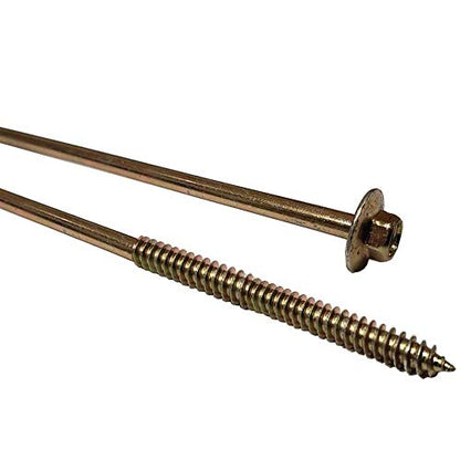 BRAUNY BOY - #12 x 10”- Extra Long Structural Lag Heavy Duty Construction Wood Screw – Yellow Zinc Corrosion Resistant Coating Exterior Timber, Landscape - Easy HEX HEAD DRIVE – Flange Head 10 in (25)