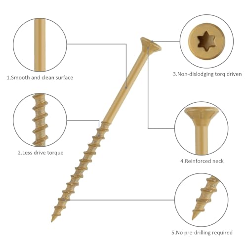 WELLOCKS #10 x 3 in Tan Deck Screws, 1.2 lbs with T25 Bit - size: #10×3", style: 1.2LBS Tan