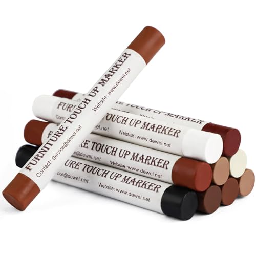 DEWEL Wood Filler Sticks, 10 Pcs Furniture Crayons for Scratches, Touch Up Wax Sticks, Upgrade Furniture Repair Wax Crayons Kit for Scratches, Holes, Floor, Table, Laminate, Carpenters - size: 1 Count (Pack of 10)