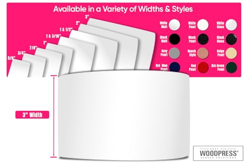 3" Matt White Peel & Stick Melamine Edge Banding, 25 ft - size: 3 inch