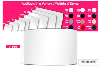 3" Matt White Peel & Stick Melamine Edge Banding, 25 ft - size: 3 inch