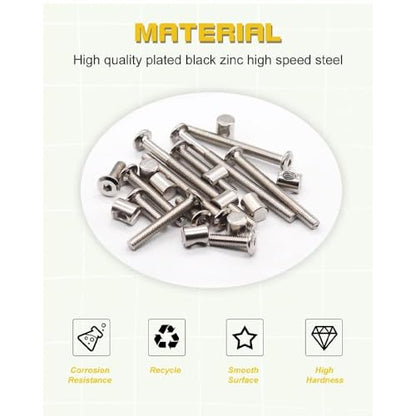 85Pcs Crib Screws Baby Bed Crib Screws Hardware Replacement Kit-M6x20mm/30mm/40mm/50mm/60mm/70mm/80mm Bunk Bed Bolts Hex Socket Cap Screws Bolt with Barrel Nuts/Wrenches for Beds Furniture Headboards - color: 85pcs Silver