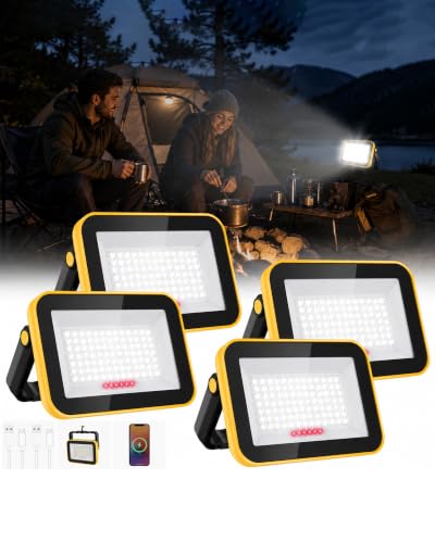 T-SUN Rechargeable Work Light, 4 Pack Portable Flood Lights for Job Site - size: 4 Pack