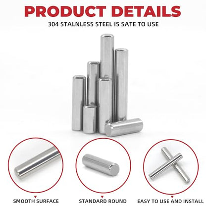 110Pcs Dowel Pins Kit, M5 x 10-40mm Stainless - size: 110pcs Dowel Pins