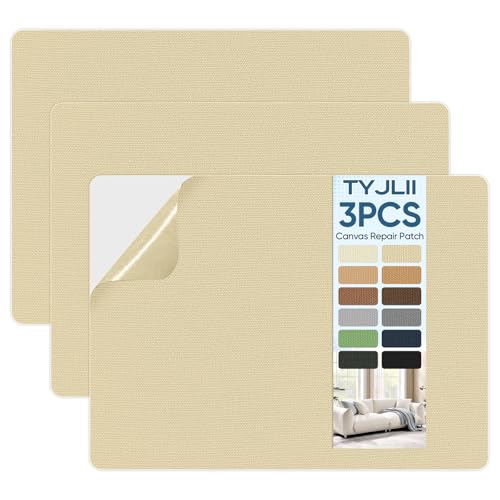 Canvas Repair Patch，Waterproof Self Adhesive Fabric Patch for Tent,Boat Cover,Canopy,Umbrella,Furniture Cover,Awning,Luggage,Couch.(8.3″ x 11″-Beige) - color: Beige