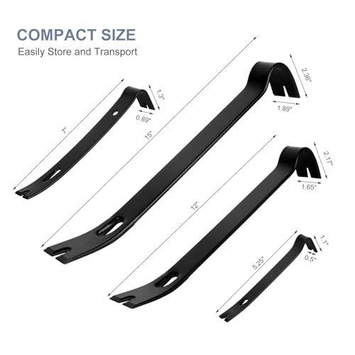 4-Piece Flat Pry Bar Crowbar Set High Carbon Steel Forged