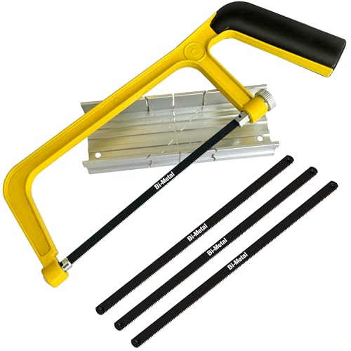 Hanpex 6 in. Mini Hacksaw Set - 150mm Extra Fine Cut Hack Saw Sets and 3pcs Extra Bi-Metal Blades for Wood and Metal - style: Hacksaw set and 3pc Blades