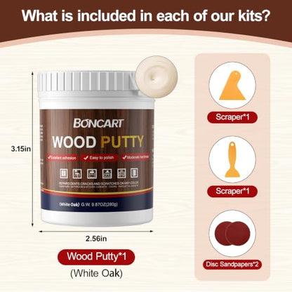 Boncart Wood Filler, 9.87 OZ White Oak Wood Putty - color: 9.87OZ White Oak