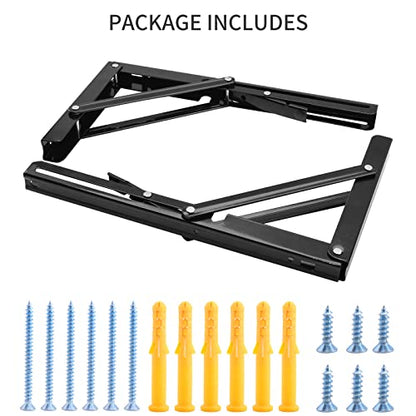 YUMORE 12 Inch Folding Shelf Bracket, Heavy Duty L Bracket, Black, 2 Pack - color: Black, size: 12 Inch