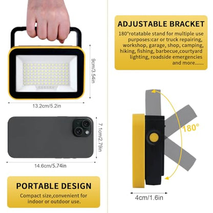 AUMIO 40W Rechargeable LED Work Light, Portable Flood Light with 5 Modes - color: Black