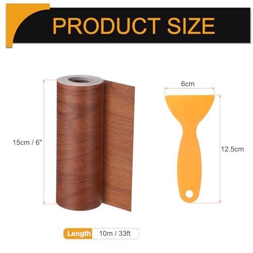 HARFINGTON Wood Grain Repair Tape 6" x 33ft Self Adhesive Repair Patch - color: Bright Brown Wood, size: 6 Inch x 33ft