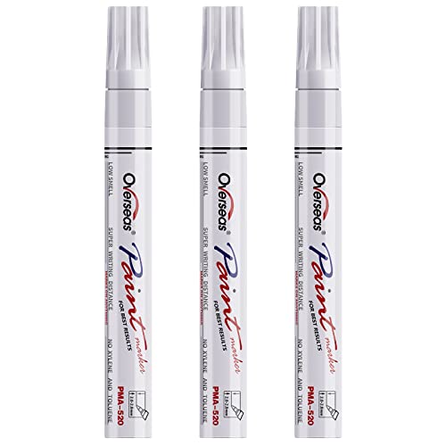 Overseas White Paint Pens Permanent Markers, 3 Oil Based Paint Makrers - color: White