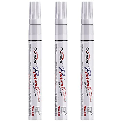Overseas White Paint Pens Permanent Markers, 3 Oil Based Paint Makrers - color: White