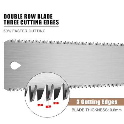 Japanese Hand Saw, 6 Inch Flush Cut Double-Sided Fine Teeth Wood Pull for Hardwood & Softwood Woodworking Trim (15/17TPI)