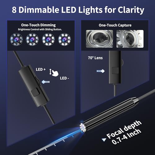 Endoscope Camera with Light, 1920P HD Borescope Inspection Camera - size: 32.8ft, style: Single Lens