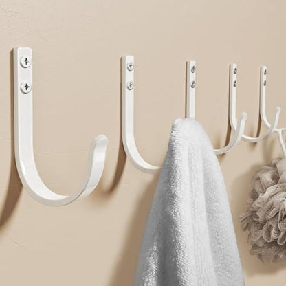 22LB Wall Hooks for Hanging Towel/Coat, White 5 Pack - color: White, size: 5 Pack