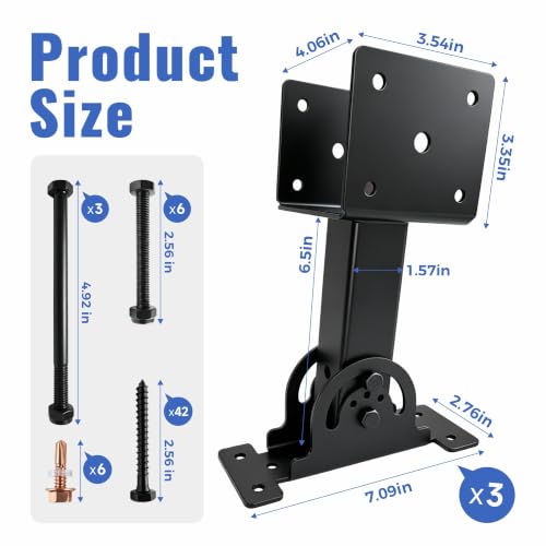 Pergola Roof Riser Brackets Kit, Heavy‑Duty Adjustable , 3‑Pack Roof Riser