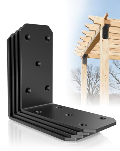 5 Inch Heavy Duty L Brackets, 90 Degree Bracket, Black-4 Pcs - color: Black-4 Pcs