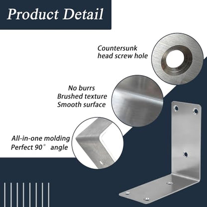 30PCS L Brackets 4X1X1IN 304 Stainless Steel Corner Braces - size: 5X1X1IN