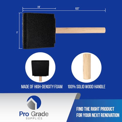 Pro Grade - Foam Brushes - 3 Inch - 36 Piece Poly Foam Brush Set (Pack of 16) - size: 3" 36 Ea (Pack of 16)
