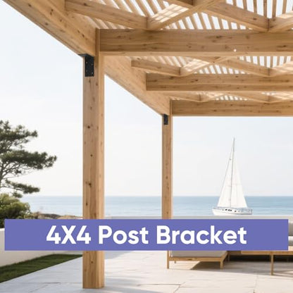 6x6x3 Corner Brackets 4-Pack, Reinforced Angle Support for Wood - size: 6''X6''X3'' 4P