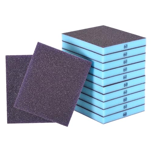 12Pcs 60Grit Double-Sided Sanding Sponges, Washable & Reusable - size: 60Grit