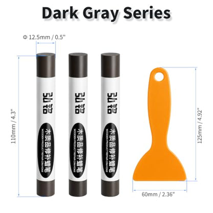 3 Colors Wood Filler Sticks, Dark Gray Series, with Scraper - color: Dark Gray Series