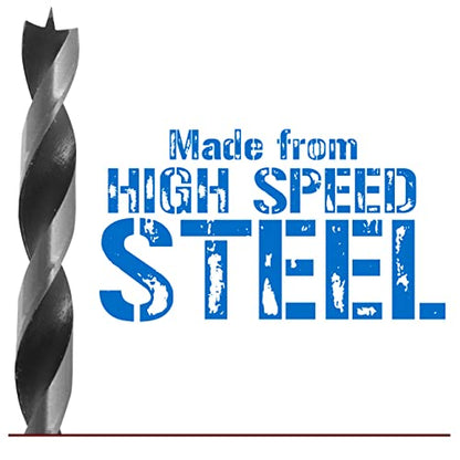 12 Inch Long Drill Bits for Wood Boring 7 Brad Point Drill Bits (1/8"-1/2")