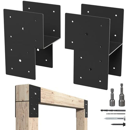 2 Pack 6x6 Heavy Duty End Post Cap Tie Bracket for Gazebo, Deck - size: End 6"x6"(Actual 5.5"x5.5")