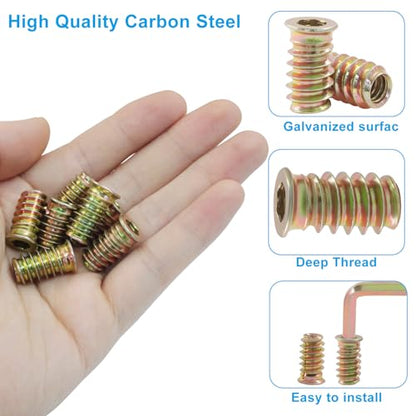 50 Pcs Threaded Inserts for Wood, 1/4"-20 x 20mm - size: 1/4"-20 x 20mm