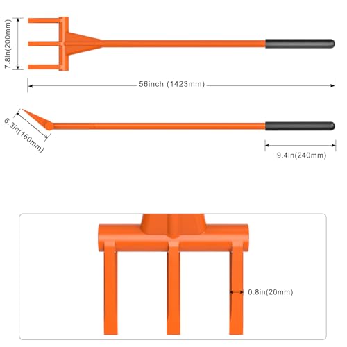 Dolibest 56'' Demo Bar, Heavy Duty 3-Tine Wrecking Bar with Ergonomic Handle for Efficient Wooden Demolition and Renovation, All-Steel Construction - color: 3-tine 56''-b