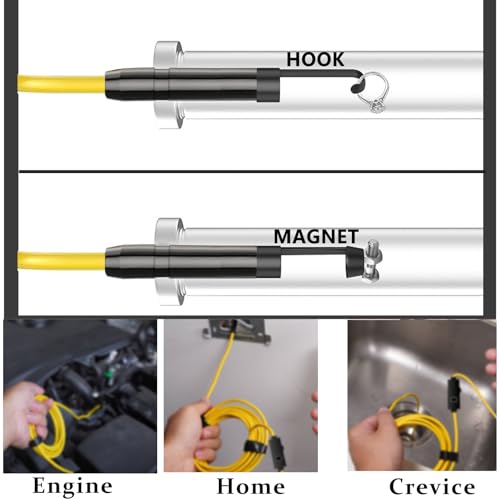 JSE Endoscope Camera with Light, 16.4FT Waterproof Borescope 1920P HD, Semi-Rigid Cable, 8 Adjustable High Brightness LED Lights Inspection Snake Camera for iPhone, Android, iPad