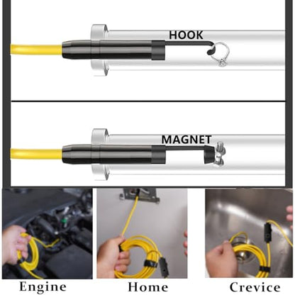 JSE Endoscope Camera with Light, 16.4FT Waterproof Borescope 1920P HD, Semi-Rigid Cable, 8 Adjustable High Brightness LED Lights Inspection Snake Camera for iPhone, Android, iPad