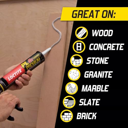 Loctite PL Premium Fast Grab Polyurethane Construction Adhesive, 10 fl oz Cartridge, 12 Pack