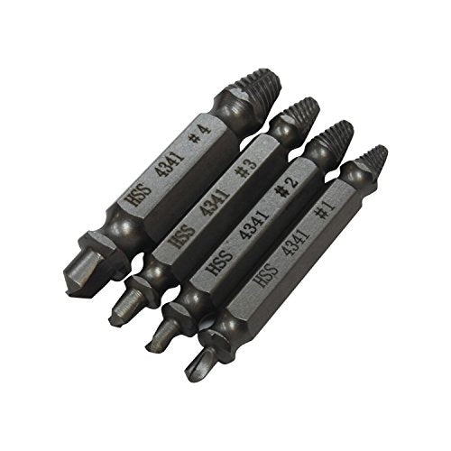 Rok Hardware Damaged Screw Remover 4 Piece HSS Quality Drill Bit Extractor Set Tool For Stripped Screws Bolts Nuts Hex