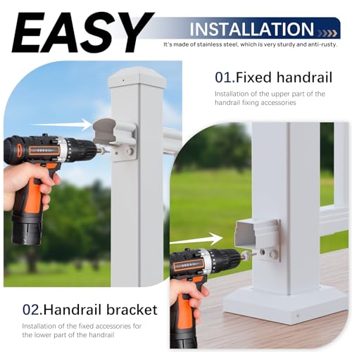 Egadis 4 Pack Modular Aluminum Fixed Railing Bracket, White - color: White Level Fixed Bracket - 4x Pack