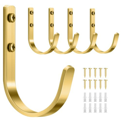22LB Wall Hooks for Hanging Towel/Coat, Brushed Gold 5 Pack - color: Brushed Gold, size: 5 Pack