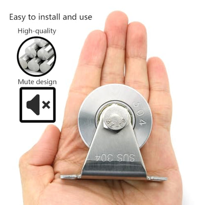 V Type Stainless Steel Groove Wheel Wall-Mounted Ceiling Lifting Pulley - size: 2 Pack V Type