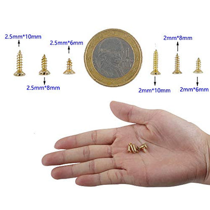 newlng 1200pcs Small Screws 2& 2.5 * 6/8/10mm Phillips Flat Head Cross Self Tapping Tiny Screw Cabinet Electronic Accessories Screw Multifunctional DIY Micro Woodworking Mini Screw Set Gold - color: Gold