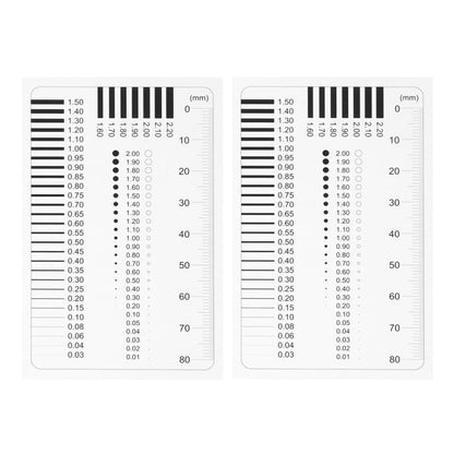 Transparent Measuring Film Ruler 2-Pack Precision Defect Measurement Tool for Line Width Crack Scratch and Flaw Comparison Compact Plastic Gauge for Accurate Chart Reading