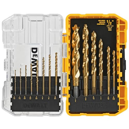 DEWALT Drill Bit Set, Titanium Nitride Coated, 14-Piece (DW1354) - size: DW1354